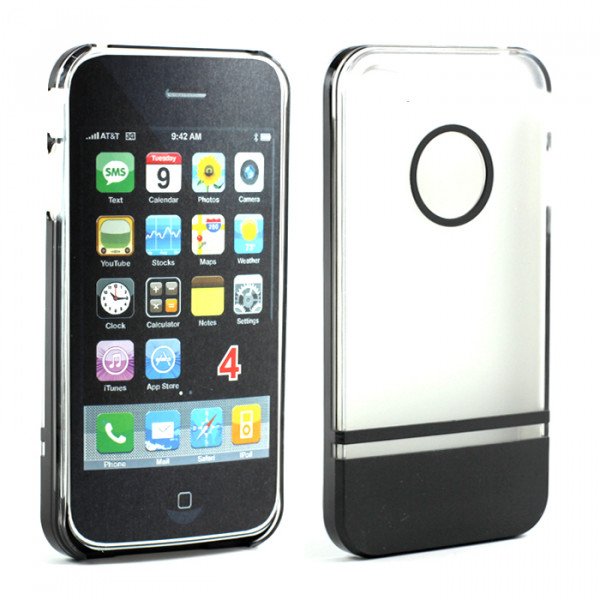 Wholesale iPhone 4 4S Two Tone Case (ClearBlack)